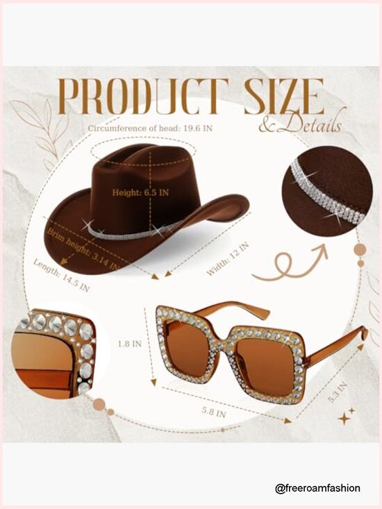 Cowgirl Hat Rhinestone Set - 5 Pc Disco Costume Accessories main image 7
